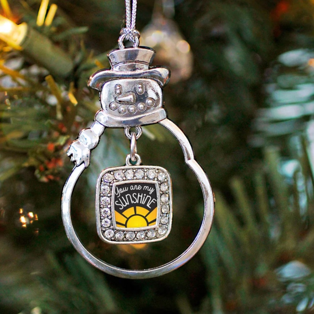 Silver snowman Christmas ornament you are my sunshine